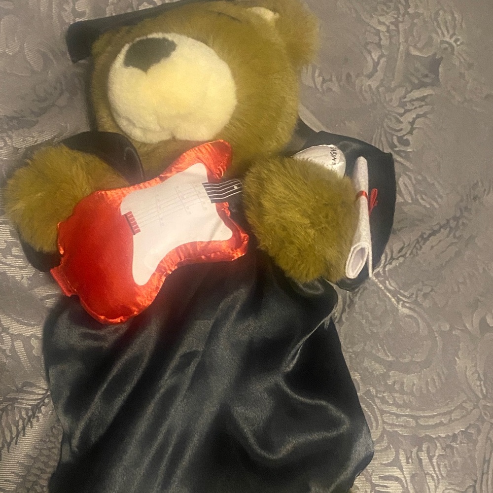 Build-A-Bear Graduation Bear with Red Guitar